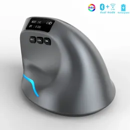 Mäuse Bluetooth Vertikale kabellose Maus mit OLED-Bildschirm USB RGB wiederaufladbare Maus für Computer Laptop Tablet Ergonomie Mäuse Gaming 231208