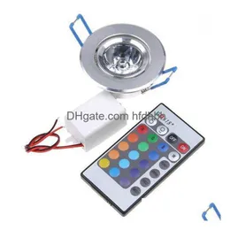 Inne oświetlenie LED 6PCS Lampka BBS 3W RGB 16 Kolory Spot AC85-265V Dodaj IR Pewne sterowanie sufit Downlight Lights H DHX0Q