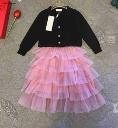 New baby Dress set kid sets kids designer clothes Size 90-140 girls Cardigan sweater cake Net yarn long Half skirts Dec05