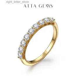С боковыми камнями ATTAGEMS Роскошное кольцо с муассанитом круглой огранки диаметром 2,5 мм для женщин, однотонное кольцо из желтого золота 18K, 14K, 10K, обручальное кольцо, Fine Party YQ231209