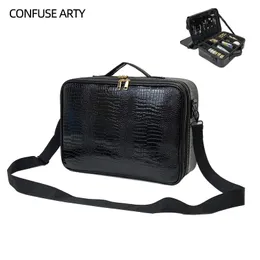 Cosmetic Bags Cases PU Leather Bag Professional Make Up Box Large Capacity Storage Travel Toiletry Makeup Suitcase 231208