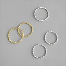 Charms New 100% 925 Sterling Sier Twist Rings For Women White Gold /18K Color Finger Ring Simple Fine Jewelry Drop Delivery Findings C Dhteg