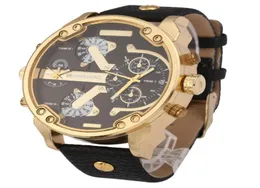 Relógios de pulso Marca Shiweibao Quartz Relógios Homens Moda Relógio Pulseira de Couro Caso Dourado Relogio Masculino Dual Time Zones Military9941727