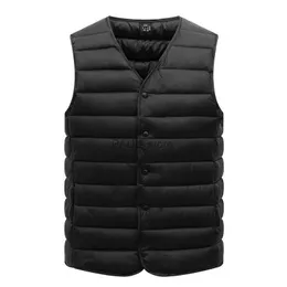 Men's Down Parkas L-5XL hommes Ultra léger vers le bas gilet veste mâle hiver chaud doublure col en v sans manches gilet manteau pour moyen âge personnes âgées papa vêtements L231209