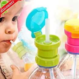 Upgrade Kids Water Bottle Cap Spill Proof Juice Soda Water Bottle Twist Cover Cap with Straw Safe Drink Straw Sippy Cap Feeding for Kid