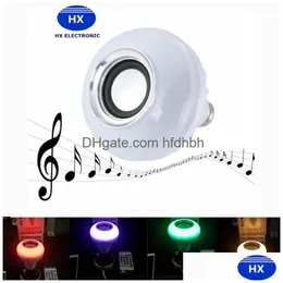 Andra LED -belysning trådlösa Bluetooth 6W -högtalare BB O Musik som spelar med 24 nycklar E27 Remote Control 20st Drop Delivery Lights Holida Dhiwh