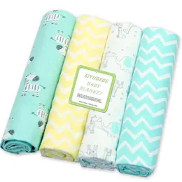 Blankets Swaddling High Quality 4PCSPACK 100 Cotton Supersoft Flannel Receiving Swaddle Baby Bedsheet 7676CM s born 231208