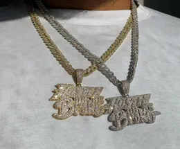 Gargantillas Iced Bling Hombres Hip Hop Colgante Joyería Pave 5A Cubic Zircon Inicial Rock Punk Letra Hustle O Be Broke NecklaceChokers9186242