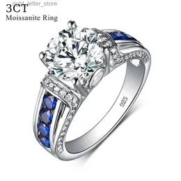 Z bocznymi kamieniami Szjinao 925 Srebro 2ct/3ct/5ct okrągłe pierścień moissanite kobiety Diamond D kolorowy biżuteria ślubna Kobieta YQ231209