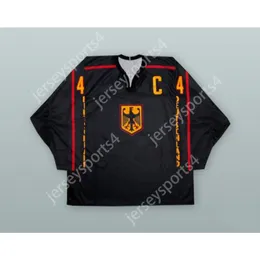 Custom Uwe Krupp 44 Deutschland Black Hockey Jersey New Top Stitched S-M-L-XL-XXL-3XL-4XL-5XL-6XL