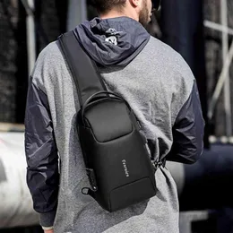 Fenruien New Men Mensional Multional Chest Bag TSA مضادة للسرقة كبيرة الكتف حقيبة USB