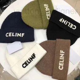 Beanie/Skull Caps Designer Brand Big Celinf Sticked Autumn/Winter Stapled Baotou Letter Ribbed Woolen Hat P6LF