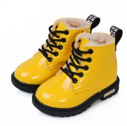 Botas Moda Crianças Martin High Sneakers PU Couro Menino Meninas Bebê Neve Inverno Crianças Sapatos Tamanho 21-35