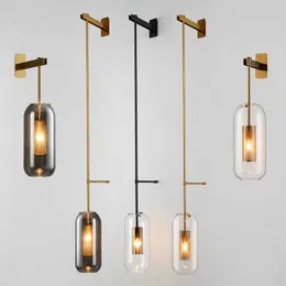 Glas moderna vägglampor för sovrum sovrum hotell sconce ljusarmaturer bakgrund vardagsrum ingång butik modern luster deco