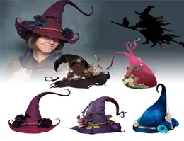 BeanieSkull Caps 1pcs Witch Wizard Hats Halloween Party Headwear Props Cosplay Costume Accessories For Children Adult 2209283757963