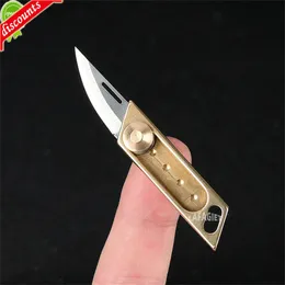 Mise à niveau en laiton mini couteau poussoir la lame tranchante auto-défense couteau couteau portable portable déballage de livraison express couteau petit couteau outil de couteau