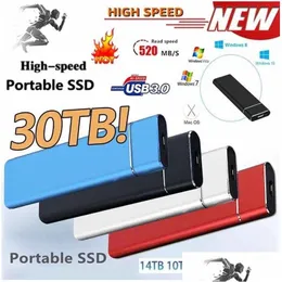 Жесткие диски 60 ТБ SSD оригинальный диск 30 ТБ высокоскоростной внешний мобильный твердотельный портативный USB 3.0 Type-C для ноутбука Drop Deliv Dhtgl