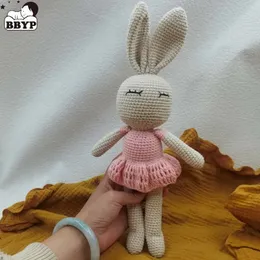 Plush Dolls Baby Crochet Stuffed Bunny Toys Soft Cotton Knitted Plush Rabbit Doll Mini kawaii Cuddle Doll for born Early Educational Toy 231208