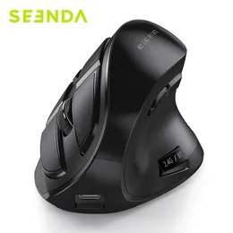 Möss Seenda Vertical Ergonomic Wireless Mouse laddningsbara Bluetooth 5.0 3.0 2.4G USB -möss för dator bärbar dator MAC iPad Office 231208