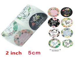 2 inch5cm Round Floral Thank You Stickers 500pcs for Wedding Favors and Party Handmade Gife Envelope Seal Stationery Sticker9060570