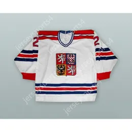 Anpassad Roman Turek 2 Tjeckien National Team White Hockey Jersey New Top Stitched S-M-L-XL-XXL-3XL-4XL-5XL-6XL