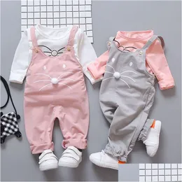 Giyim Setleri Bahar Yenidoğan Bebek Kız Giysileri Moda Takım Tişört Ekle Dışarıda Giyim Spor Damlası Teslimat Çocukları Annelik Dhuht