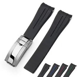 شريط مطاطي 20 مم لـ Solex GMT-Submarine Silicone Watchbands Silver Clasp2394