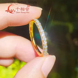 Z bocznymi kamieniami 2 mm francuski pierścień brukowy biały okrągły moissanite Pełny wietność Ring Band 925 Srebrny Diamond Bejdia Dating Jewelry YQ231209