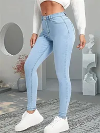 Kvinnors jeans 2024 Kvinnor sträcker mager jeans lady smal fit blyerts jeans flickor leggings raka ben byxor ljus blå grå svart sexiga byxor 231208