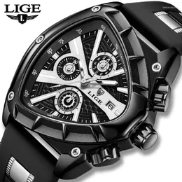 Armbandsur Lige Military Triangle Men's Watches Top Waterproof Luminous Date Quartz Watch For Men Chronograph Mane Wrist