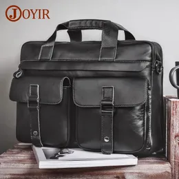 Pastas Joyir Genuine Leather Men's 156 "Laptop Bag Office Bags para Homens Documento Business Ombro Messenger Bolsa 231208