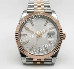 VSF Factory da uomo 904L bicolore oro rosa 18 carati con motivo quadrante argentato RG lunetta scanalata Datejust 41MM VS3235 movimento automatico nuovo stile Rolesor Deployant orologi da polso