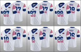 New York''''giants'''Men 8 Daniel Jones 26 Saquon Barkley 10 Eli Manning Kadınlar Gençlik Beyaz Bağımsızlık Günü Jersey