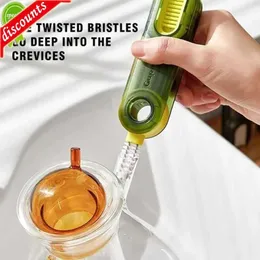 Atualizar escova de limpeza 3 em 1 em forma de u copo escova boca garrafa criativa rotatable groove gap escovas de limpeza ferramentas de limpeza doméstica