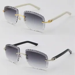 Whole T8200762 Rimless Black White Plank Sunglasses Women Glasses Unisex Sun Glasses driving Metal Frame Eyeglasses 18K Go291E