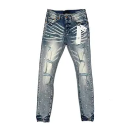 Jeans firmati Amirs Jeans da uomo di alta qualità Jeans di lusso con cerniera dritto elasticizzato di fascia alta Plus Size Pantaloni skinny alla moda Pantaloni strappati Moda classica Denim con foro