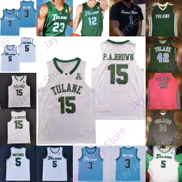 Camisas de basquete Tulane Green Wave Basketball Jersey NCAA College Jalen Cook Jaylen Forbes Tylan Pope Devon Baker Jadan Coleman Scott Spen