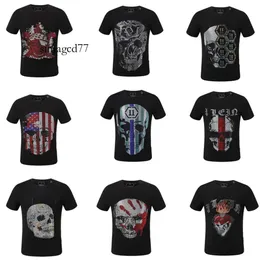 Designer Plain Designer PP Tiger Diamond Pleins Homens Designer Philipps T-shirt T-shirt Phillip Skull Phillip Plain Men Skulls Manga Curta Dollar Bear 444