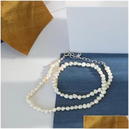 Charms Sier 100 925 Joyería esterlina Natural Irregar Collares de perlas de agua dulce para mujeres Gargantilla Collar Regalos de fiesta Gota D Entrega Dh9Nq