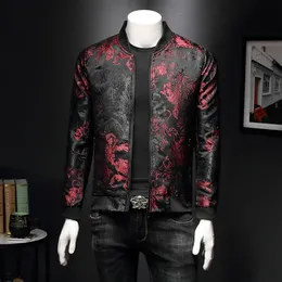 Men S TRACKSUITS PAISLEY Mönster Floral Jacket Men Spring Retro Slim Bomber Coat Fashion Street broderade blomsterrockar 231208