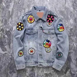 Men's Jeans White flower jacket Mens Purple Jeans High Street Denim Tears Style Kapok jacket Washed Straight Varsity Jeans Mens Fashion Vintage Loose Jeans PM0Y