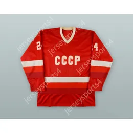 Anpassad Sergei Makarov 24 Sovjetunionen CCCP National Team Red Hockey Jersey New Top Stitched S-M-L-XL-XXL-3XL-4XL-5XL-6XL