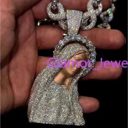 مميز مويسانيت مخصص الماس المشاهير النقي Silverhead Clowndesigner المجوهرات الحقيقية 9K 10K 14K 18K الذهب الصلب S925 Silver Iced Out Mary Charm Hip Pop Custom