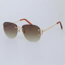 Vollständiger Verkauf UV400-Schutz 4193828 Randlose Sonnenbrille Mode Männer Frau Sportbrille im Freien Fahren Gold Metallrahmen Ey254x