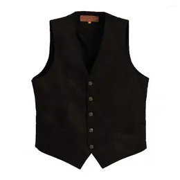 Men's Vests Retro Waistcoat For Men Slim Fit Vest Wedding Business Suit Vintage Fashion Sleeveless Black Grey Brown Coffee