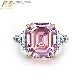 With Side Stones PuBang Fine Jewelry 925 Sterling Silver Diamond Ring Yellow/Pink Gem Created Moissanite for Women Anniversary Gift Free Shipping YQ231209