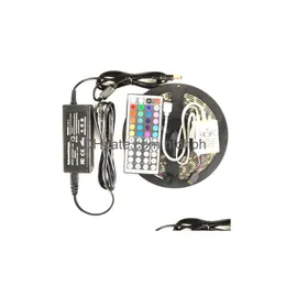 إضاءة LED أخرى 5M 5050 SMD RGB شريط الضوء المضاد للماء 300 LEDS/ROLL 44 KEYS IR Remote Controller 12V 5A Power SUP DHHTC