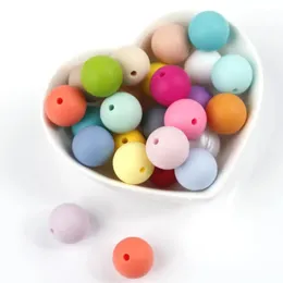 Teethers Toys 200pcs Round 12mm Silicone Teether Beads Teething Bpa Free Baby Dentition Necklace Accessories Soother Pacifier Clips Chain DIY 231208