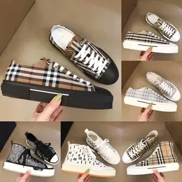 Scarpe casual di alta qualità Designer Sneakers scozzesi stampate Tela retrò Gabardine Primavera e autunno Appartamenti Lettere Stringate in pelle di vitello Scarpe da corsa a scacchi 10A