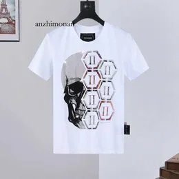평범한 Plein Philipps 티셔츠 베어 셔츠 T 디자이너 디자이너 남성 Men Phillip 디자이너 Pleins Tshirts 브랜드 의류 라인석 PP Skull 남자 티셔츠 RO 115